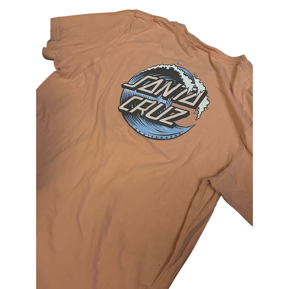 Santa Cruz Wave Logo Graphic T-Shirt Peach Salmon Pink Skateboards Womens Large